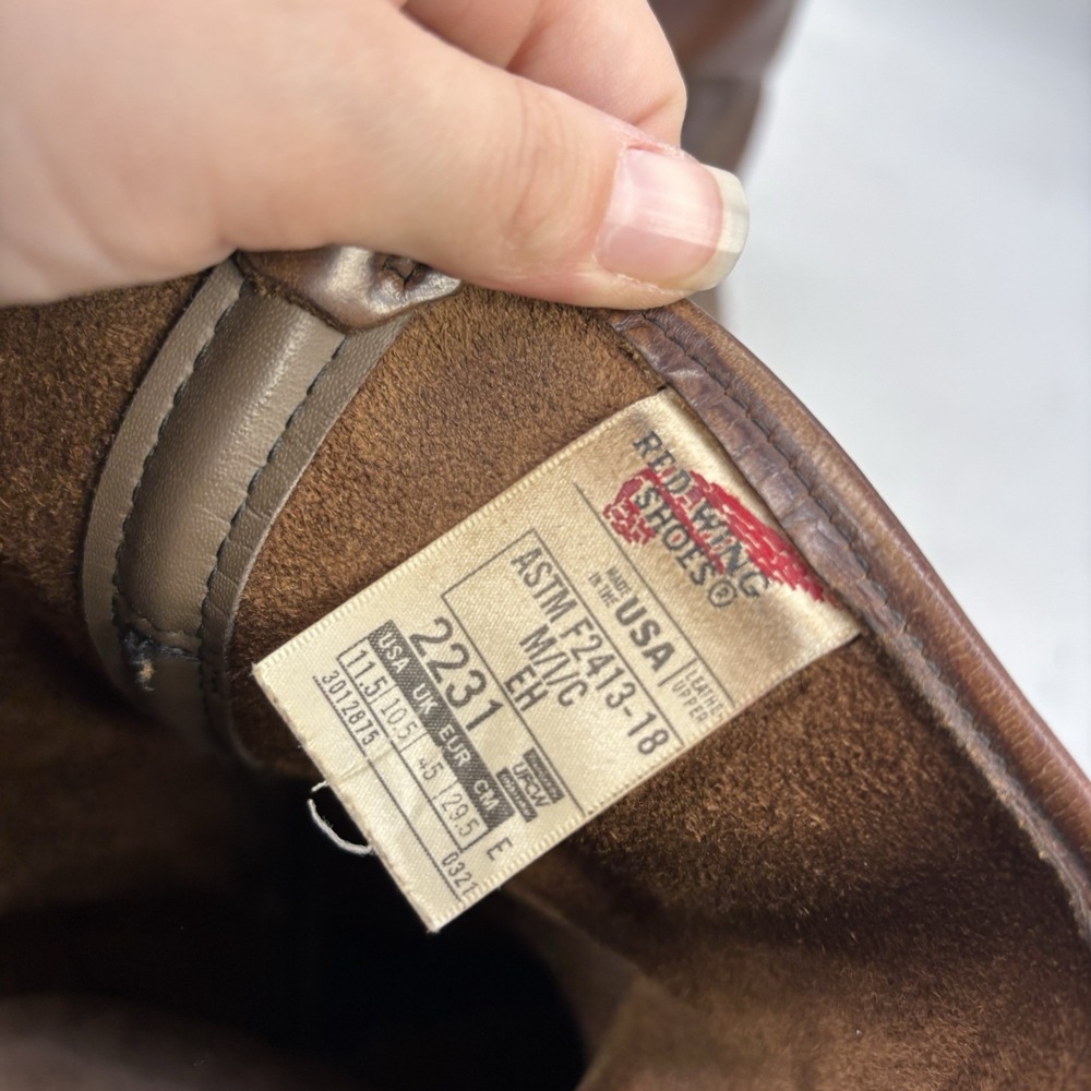 Red Wing Pecos Boots Mens 11.5 E Brown Leather Steel Toe Work PT91 USA Made 2231 - Picture 13 of 14